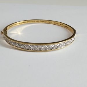 Gold plated Diamond Chip Hinge Bangle Bracelet